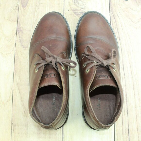 LL Bean Stonington Brown Leather Lace Up Casual Work Chukka Boots Size 9 M - Picture 7 of 9